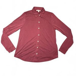 Green Envelope Los Angeles Women’s Blouse Size Small Burgundy Long Sleeve Button